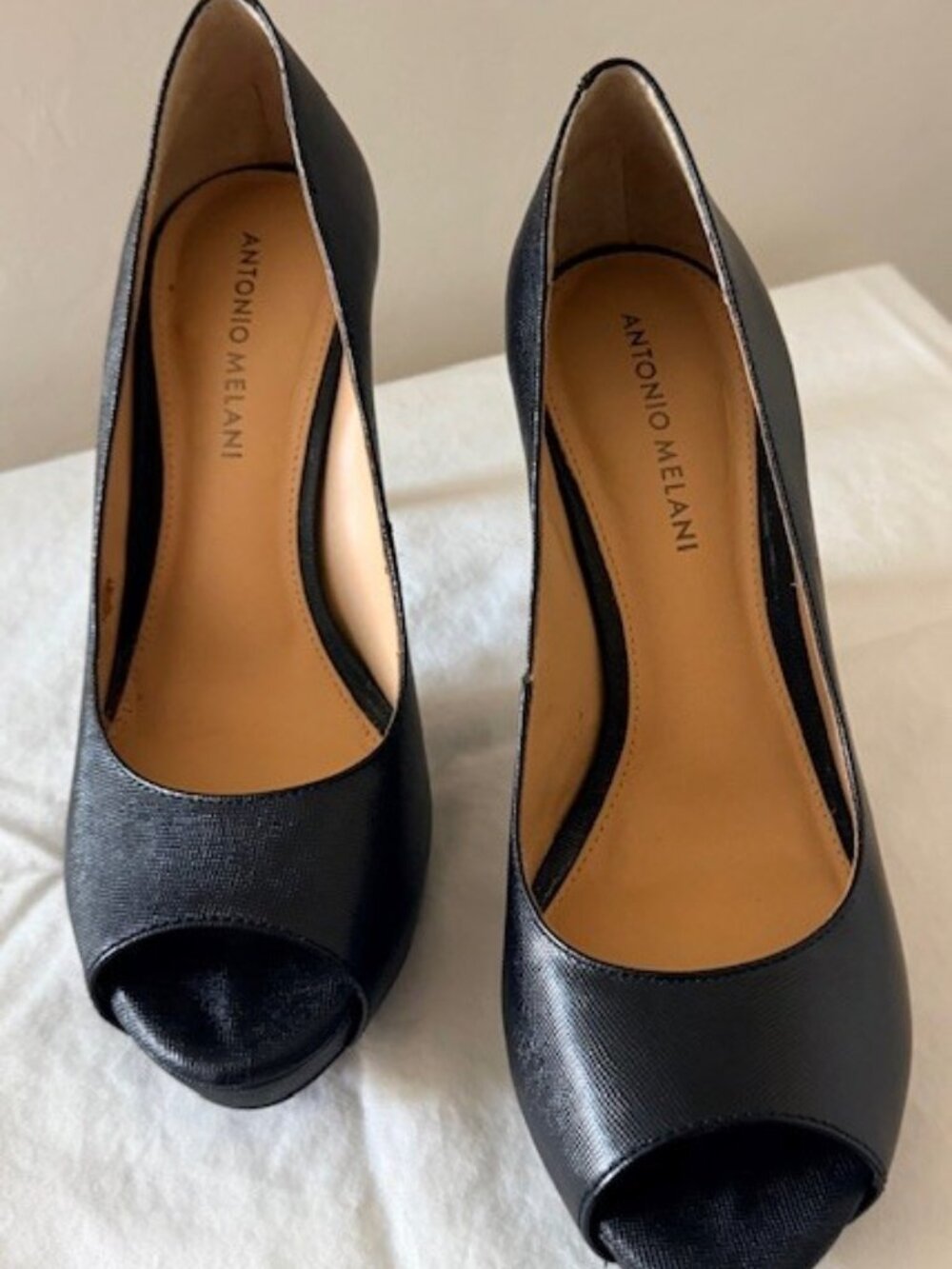 Antonio Melani Erika Peep-Toe Platform Heel, Textured, Size 8.5M
